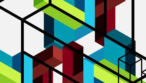 Abstract background. 3d cubes, cubic elements and blocks. Techno or business Stockillustratie