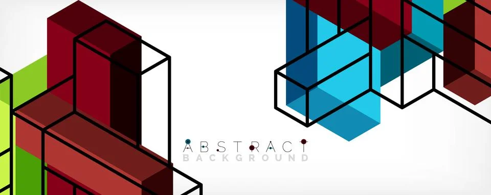 Abstract background. 3d cubes, cubic elements and blocks. Techno or business Illustrazione stock