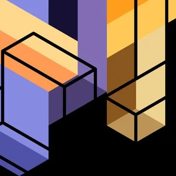 Abstract background. 3d cubes, cubic elements and blocks. Techno or business Stock Illustration