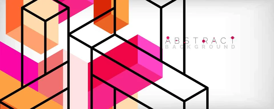 Abstract background. 3d cubes, cubic elements and blocks. Techno or business Stock Illustration