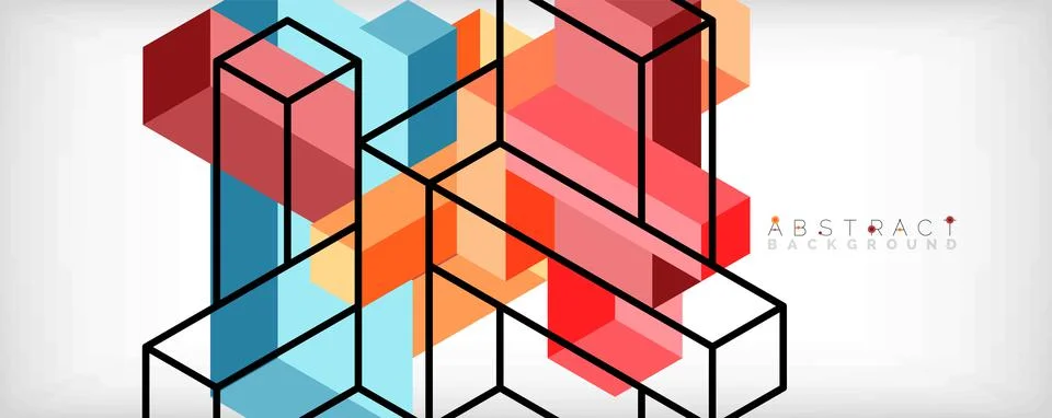 Abstract background. 3d cubes, cubic elements and blocks. Techno or business Stockillustratie
