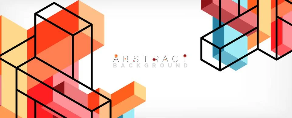 Abstract background. 3d cubes, cubic elements and blocks. Techno or business 스톡 일러스트