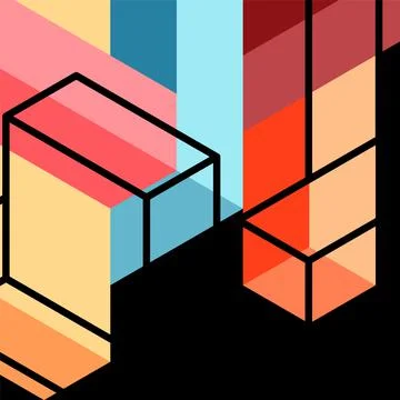 Abstract background. 3d cubes, cubic elements and blocks. Techno or business Stock Illustration