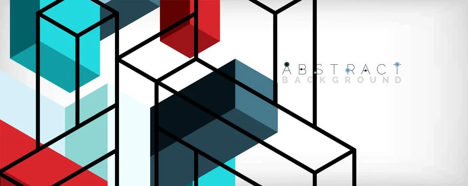 Abstract background. 3d cubes, cubic elements and blocks. Techno or business 库存插图