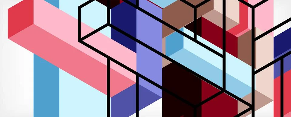 Abstract background. 3d cubes, cubic elements and blocks. Techno or business 스톡 일러스트