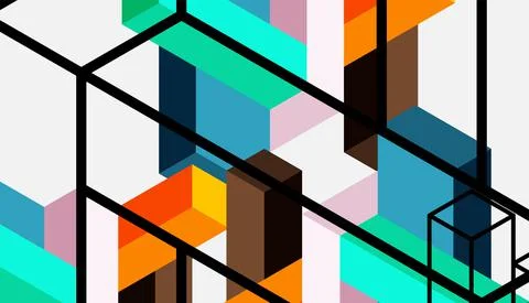 Abstract background. 3d cubes, cubic elements and blocks. Techno or business Illustrazione stock