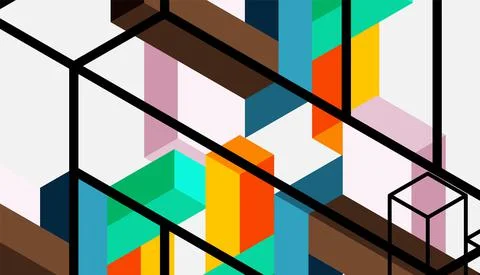 Abstract background. 3d cubes, cubic elements and blocks. Techno or business Illustrazione stock