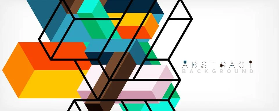 Abstract background. 3d cubes, cubic elements and blocks. Techno or business 스톡 일러스트