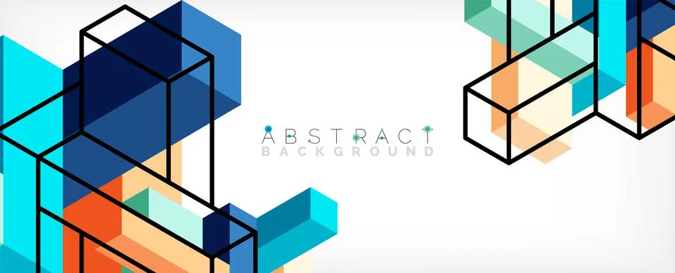 Abstract background. 3d cubes, cubic elements and blocks. Techno or business Illustrazione stock