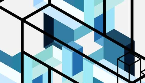 Abstract background. 3d cubes, cubic elements and blocks. Techno or business Stock Illustration