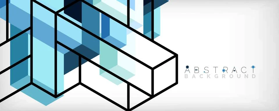 Abstract background. 3d cubes, cubic elements and blocks. Techno or business Illustrazione stock