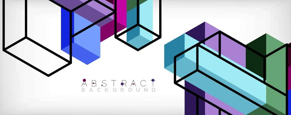 Abstract background. 3d cubes, cubic elements and blocks. Techno or business 库存插图