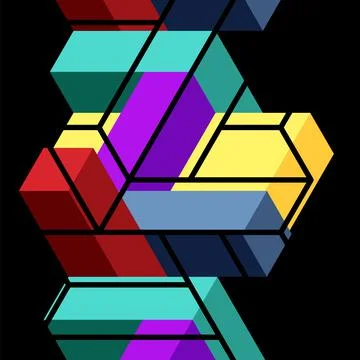 Abstract background. 3d cubes, cubic elements and blocks. Techno or business Stock Illustration