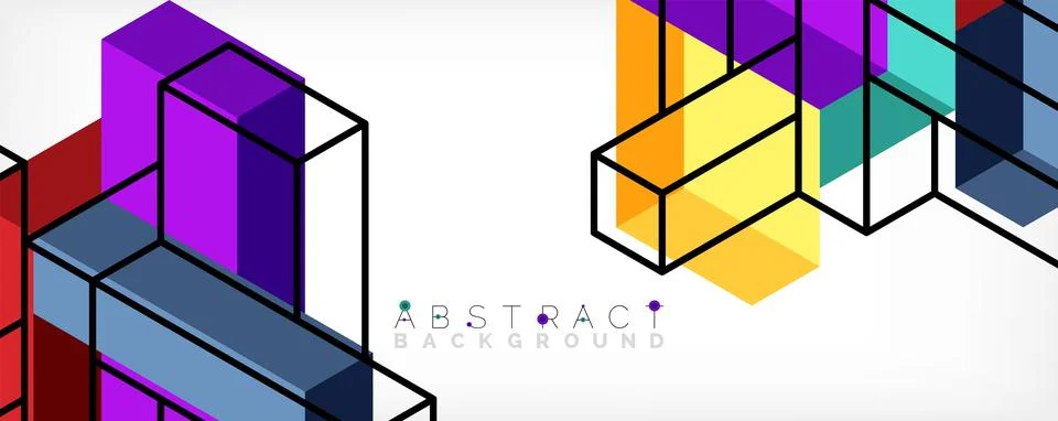 Abstract background. 3d cubes, cubic elements and blocks. Techno or business Stockillustratie