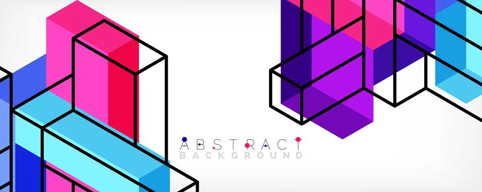 Abstract background. 3d cubes, cubic elements and blocks. Techno or business Stock Illustration