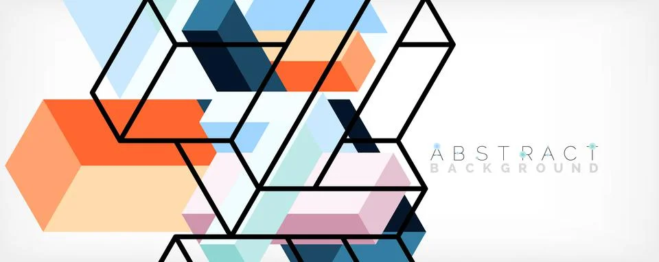 Abstract background. 3d cubes, cubic elements and blocks. Techno or business Illustrazione stock