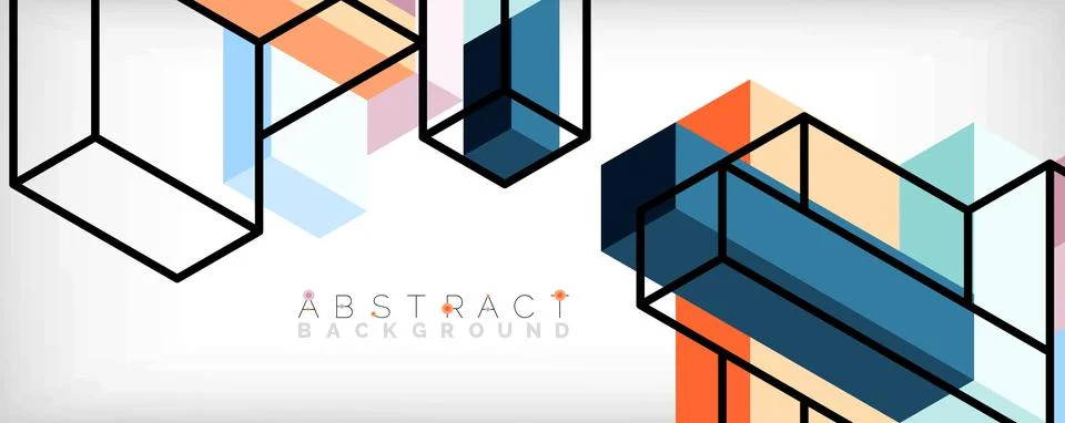 Abstract background. 3d cubes, cubic elements and blocks. Techno or business Stock Illustration