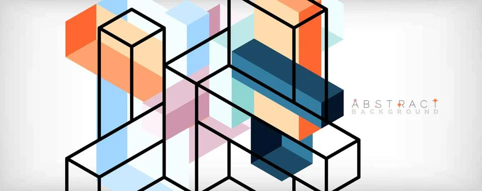 Abstract background. 3d cubes, cubic elements and blocks. Techno or business Illustrazione stock