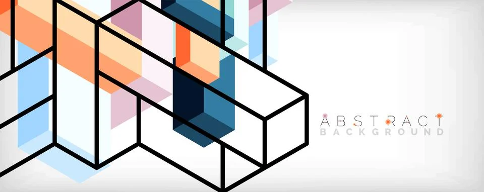 Abstract background. 3d cubes, cubic elements and blocks. Techno or business Stock Illustration