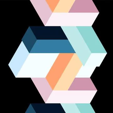 Abstract background. 3d cubes, cubic elements and blocks. Techno or business 스톡 일러스트