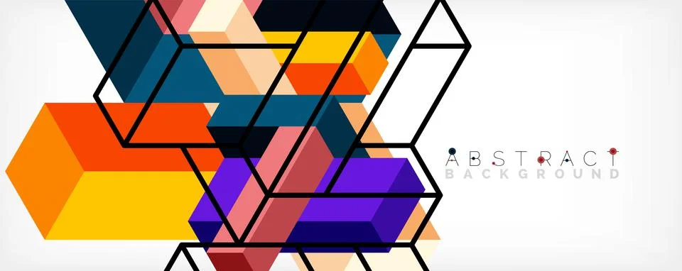 Abstract background. 3d cubes, cubic elements and blocks. Techno or business 스톡 일러스트