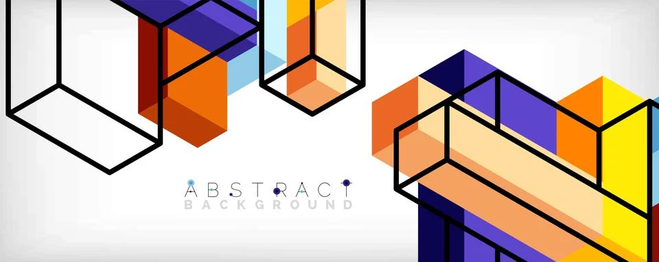 Abstract background. 3d cubes, cubic elements and blocks. Techno or business Illustrazione stock