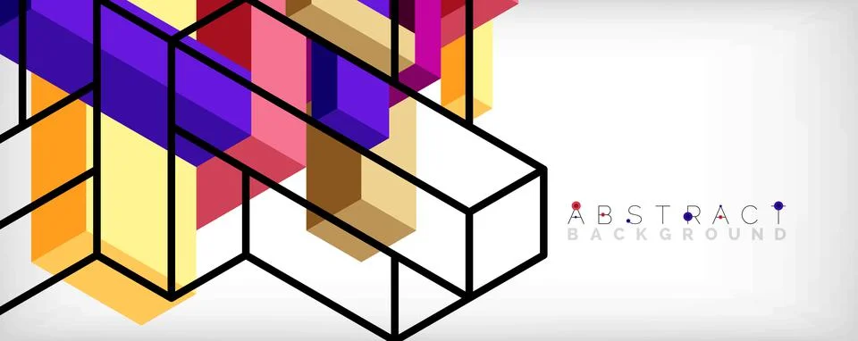 Abstract background. 3d cubes, cubic elements and blocks. Techno or business Stock Illustration