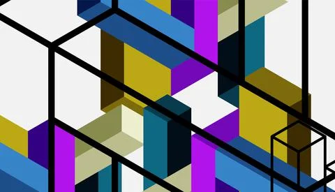 Abstract background. 3d cubes, cubic elements and blocks. Techno or business Illustrazione stock
