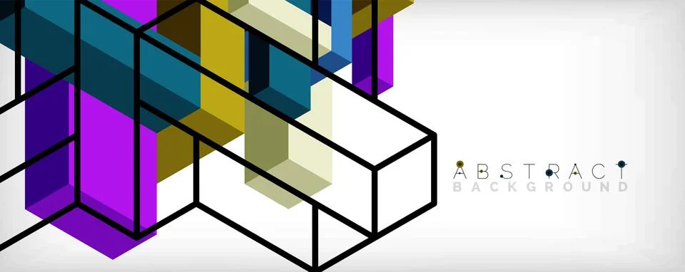 Abstract background. 3d cubes, cubic elements and blocks. Techno or business 스톡 일러스트