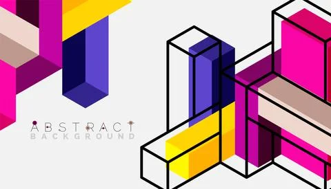 Abstract background. 3d cubes, cubic elements and blocks. Techno or business Illustrazione stock