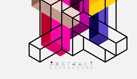 Abstract background. 3d cubes, cubic elements and blocks. Techno or business 스톡 일러스트
