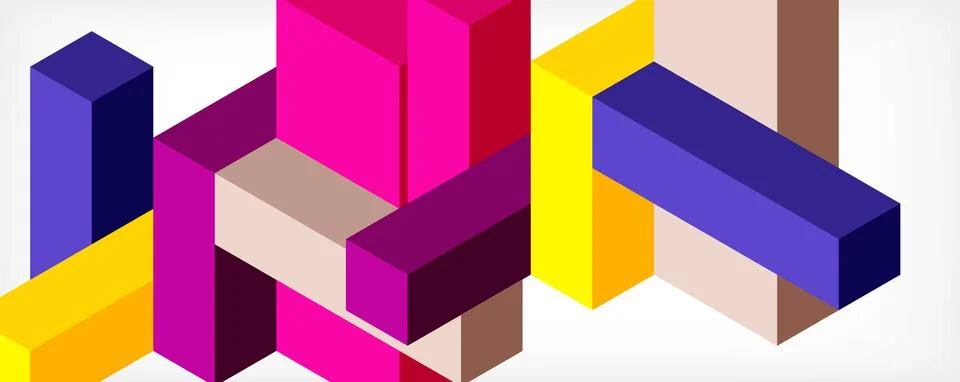 Abstract background. 3d cubes, cubic elements and blocks. Techno or business 库存插图