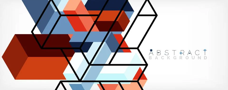 Abstract background. 3d cubes, cubic elements and blocks. Techno or business 库存插图