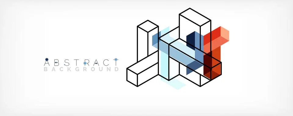 Abstract background. 3d cubes, cubic elements and blocks. Techno or business 库存插图