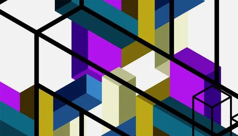 Abstract background. 3d cubes, cubic elements and blocks. Techno or business イラスト素材
