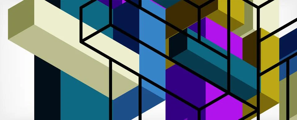 Abstract background. 3d cubes, cubic elements and blocks. Techno or business 스톡 일러스트