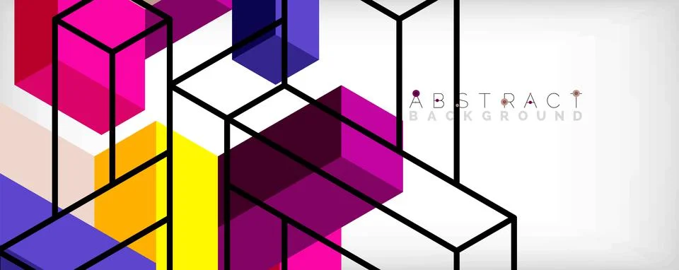 Abstract background. 3d cubes, cubic elements and blocks. Techno or business Stock Illustration