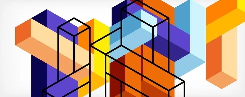 Abstract background. 3d cubes, cubic elements and blocks. Techno or business Illustrazione stock