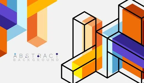 Abstract background. 3d cubes, cubic elements and blocks. Techno or business Illustrazione stock