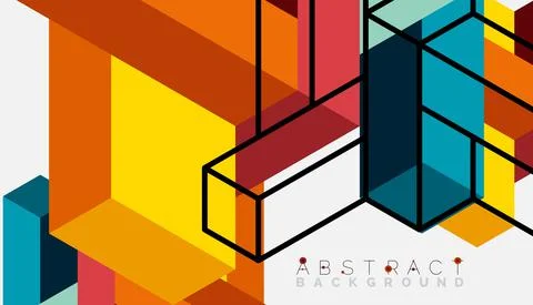 Abstract background. 3d cubes, cubic elements and blocks. Techno or business Stock Illustration