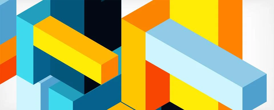Abstract background. 3d cubes, cubic elements and blocks. Techno or business Illustrazione stock