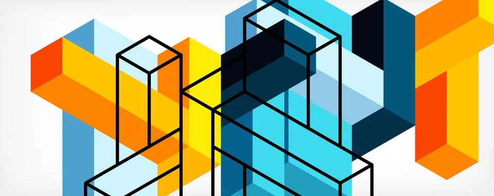 Abstract background. 3d cubes, cubic elements and blocks. Techno or business Illustrazione stock