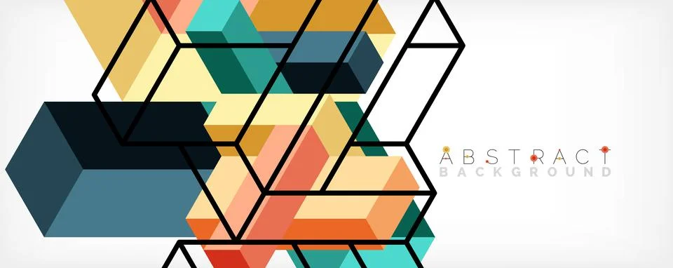 Abstract background. 3d cubes, cubic elements and blocks. Techno or business Stock Illustration