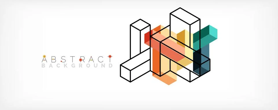 Abstract background. 3d cubes, cubic elements and blocks. Techno or business Illustrazione stock