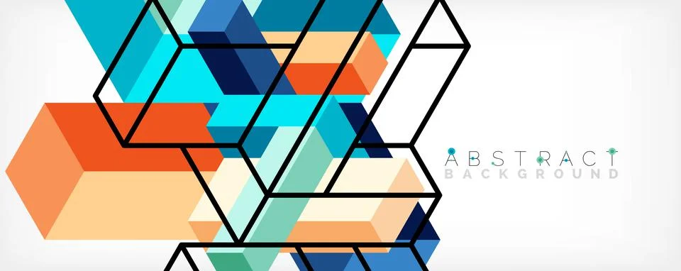 Abstract background. 3d cubes, cubic elements and blocks. Techno or business Illustrazione stock