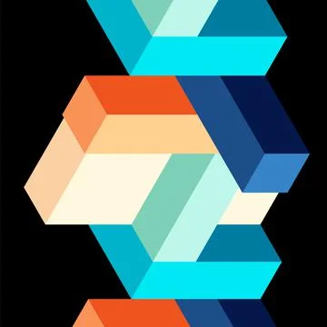 Abstract background. 3d cubes, cubic elements and blocks. Techno or business 스톡 일러스트