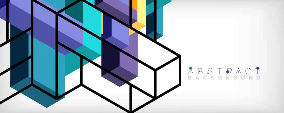 Abstract background. 3d cubes, cubic elements and blocks. Techno or business 스톡 일러스트