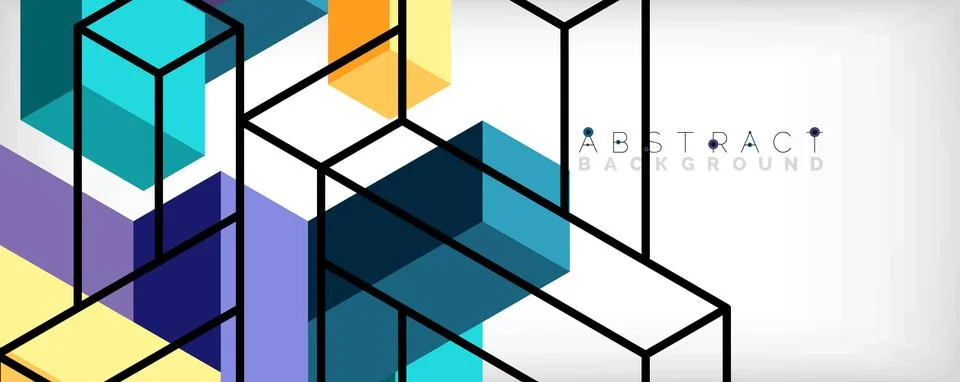 Abstract background. 3d cubes, cubic elements and blocks. Techno or business Stock Illustration