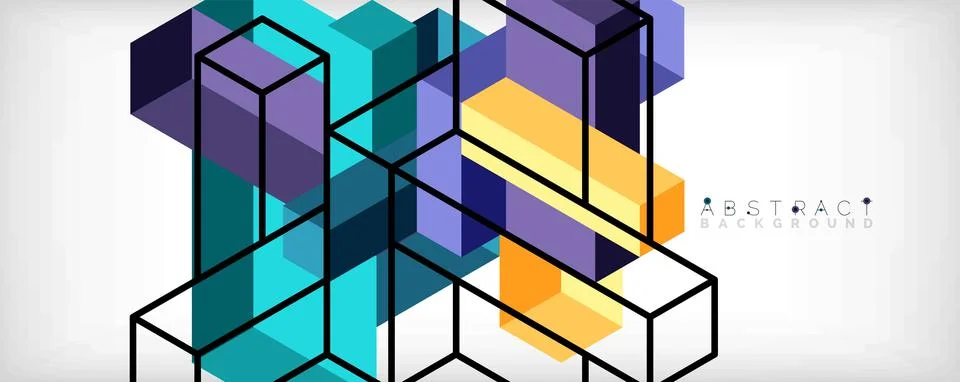 Abstract background. 3d cubes, cubic elements and blocks. Techno or business Illustrazione stock