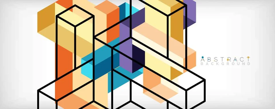 Abstract background. 3d cubes, cubic elements and blocks. Techno or business Illustrazione stock